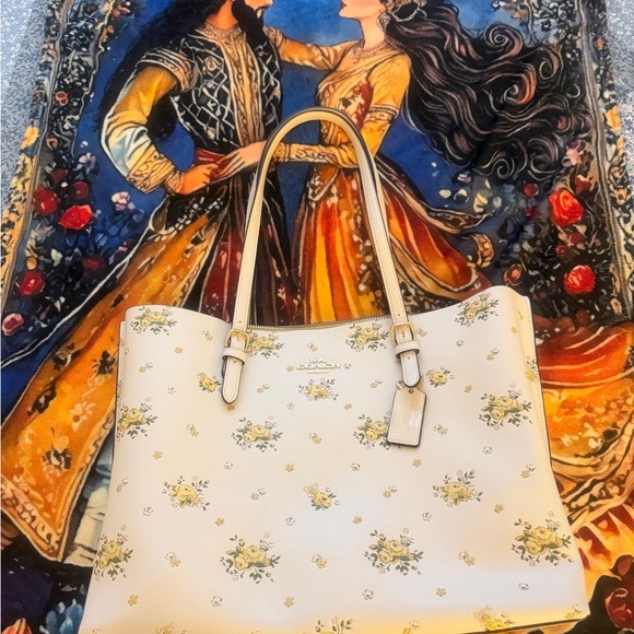 Coach Yellow Floral Cream Tote - Picture 5 of 15